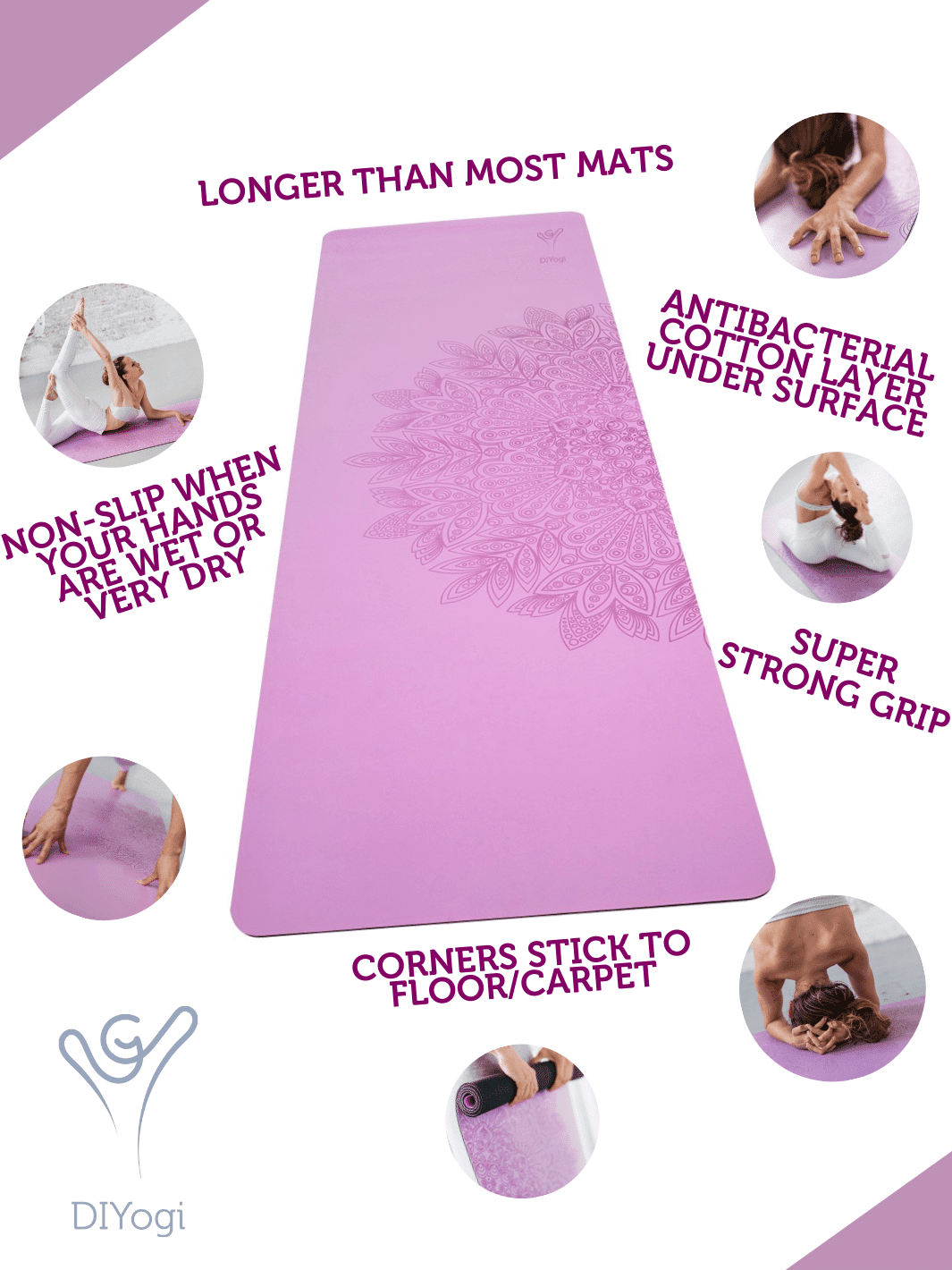 DIYogi™ PURPLE YOGA MAT - MANDALA –